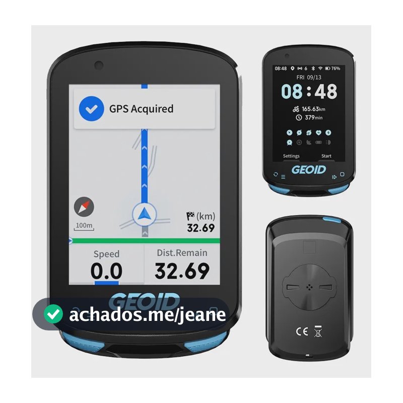 Ciclocomputador Geoid CC600 Colorido GPS Monitor Cardíaco 2,4" Preto