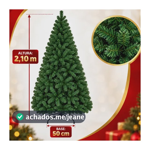 Árvore De Natal Pinheiro Canadense 2,10m 1200 Galhos Verde Verde