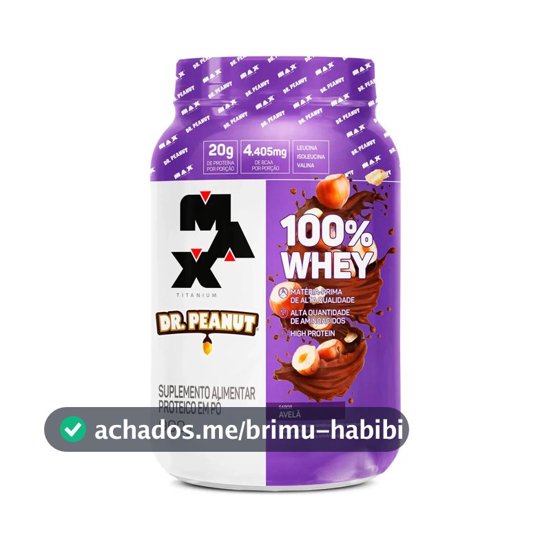 Whey Concentrado Max Titanium 100% Whey Dr Peanut Pote 900g Sabor Avelã