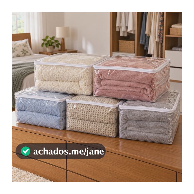 Kit 5 Organizador Saco Guarda Roupa Armário Cobertor Grande Transparente