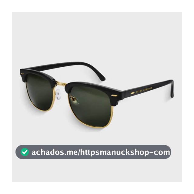 Óculos de Sol Quadrado Clubmaster Soho Green Black, da Saint Germain, em Metal Preto