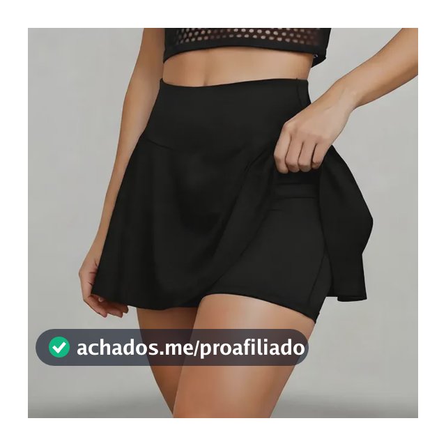 Short Saia Academia Feminino Cintura Alta Legging Fitness