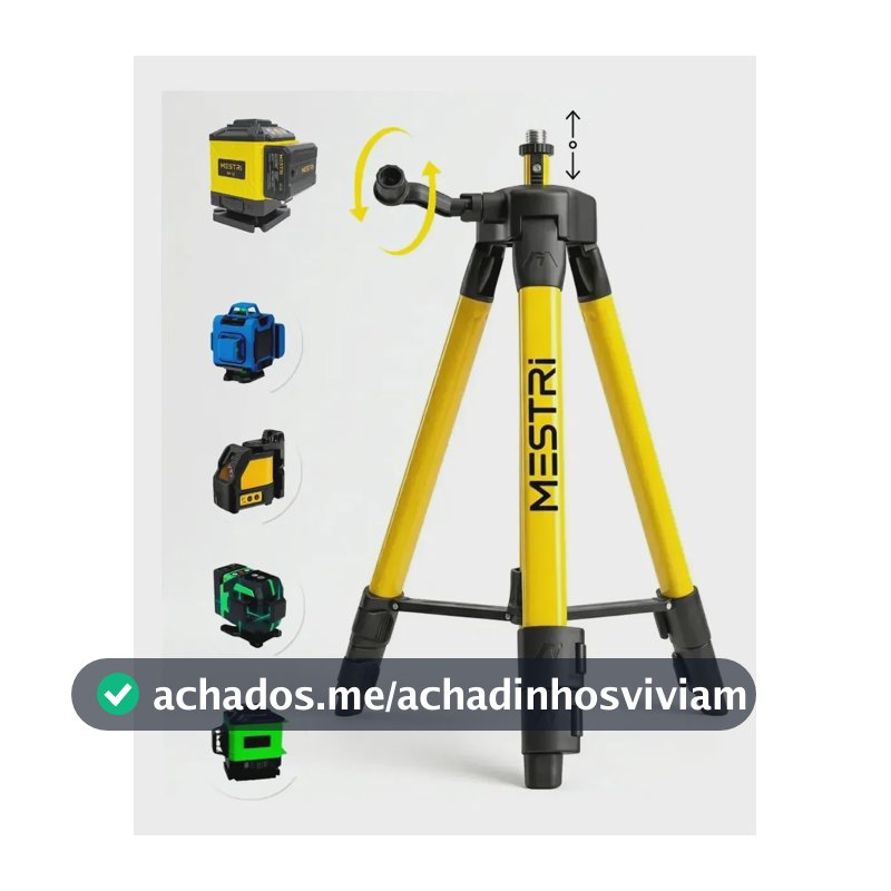 Tripe Nivel Laser Universal Amarelo Profissional Com Bolha Nivelamento Camera Manivela 1,00 Metro Aluminio Reforçado MESTRI