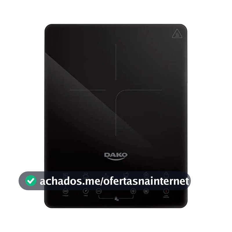 Cooktop de Indução Dako 1 Zona Portátil com 10 Níveis de Potência e 1500W 127 V