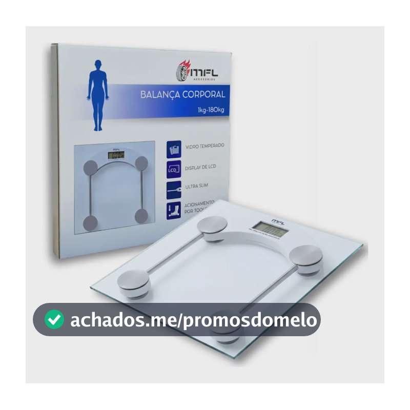 Balaça Digital Vidro Ate 180kg Banheiro Academia Com Medidor De Temperatura Pilhas Marca MFL