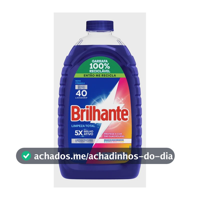 Brilhante lava roupas líquido limpeza total 3 litros