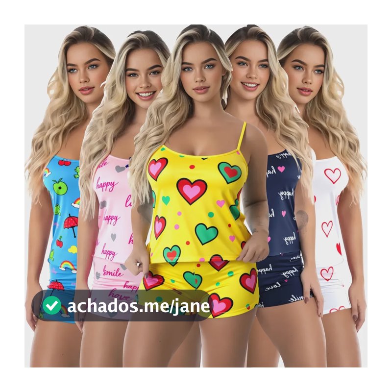 Kit 7 Pijamas Femininos Baby Doll Microfibra Dormir Aleatórias Estampadas Gg