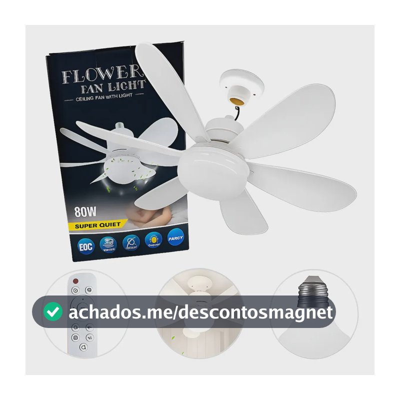 Ventilador De Teto Lâmpada 80w Led E27 Ajustável Bivolt