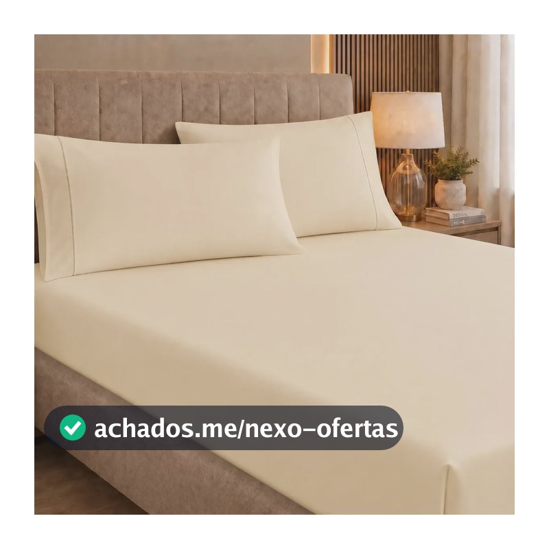 Jogo De Lençol Queen 3 Peças 400 Fios C/ Elástico Hotel Palha Liso