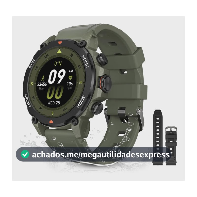 Relógio Smartwatch Aurafit G6 Com 5atm E Gps Verde Militar Verde Militar Sport Verde Militar/preto