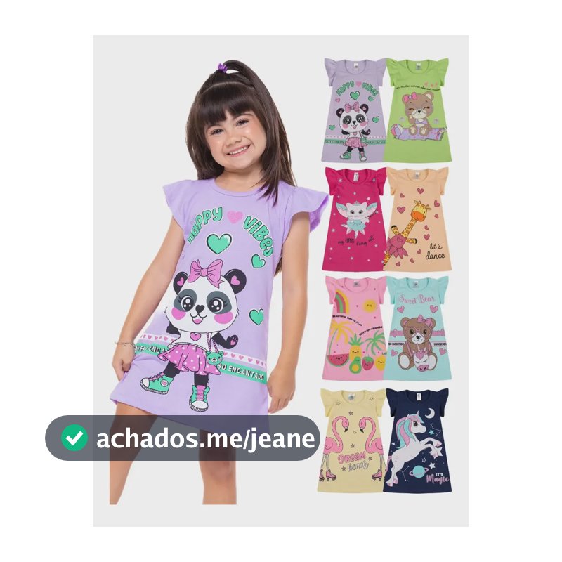 Kit 3 Vestido Infantil Menina Verão Toque Macio De Algodão Kit 3 Vestidos Sortidos 8