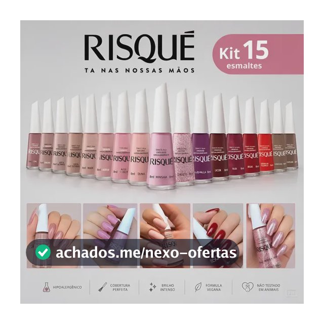 Risque Kit 15 Esmaltes Cores Clássicas Hipoalergênicos Variadas