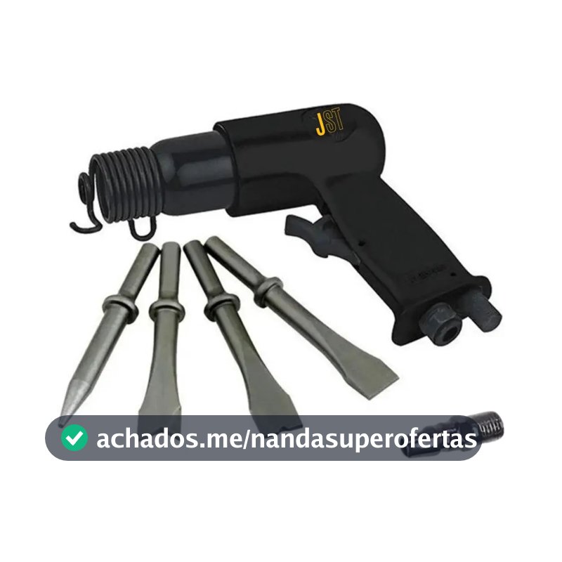Martelete Pneumático Rebarbador Jmp150 Com 4 Ponteiras Jst Preto