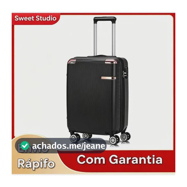 Mala De Viagem Sweet Studio Bordo Com Zíper Extensor Abs Rodinhas 360 Leva Na Cabine Do Avisão Resistente Preto 2090 Mala 2090
