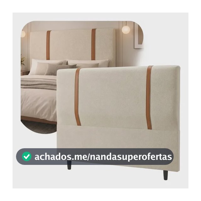 Cabeceira Casal 140cm Bouclê Para Cama Box Faixa Corino Bege