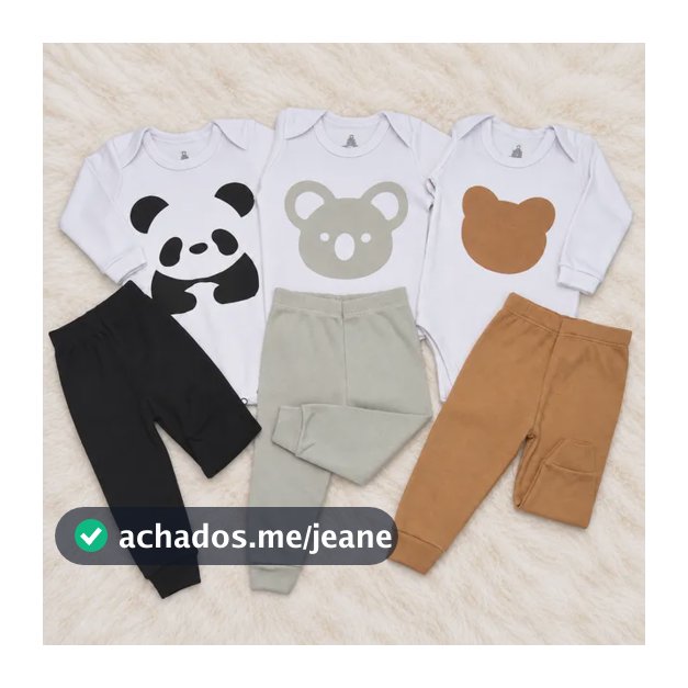 Kit 6 Peças Roupa Bebê (3 Body + 3 Calça) Algodão Rn Ao Gg Kit Bichos P