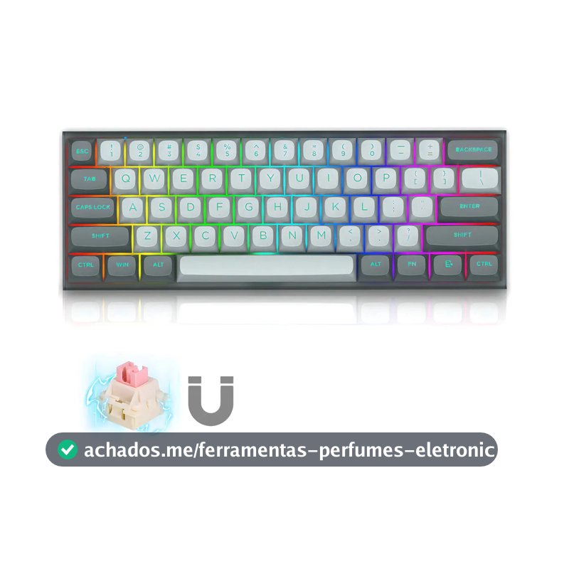 Teclado Mecânico E-yooso Hz61 Rgb 8000Hz Qwerty Switch Magnético Branco/cinza Inglês Us