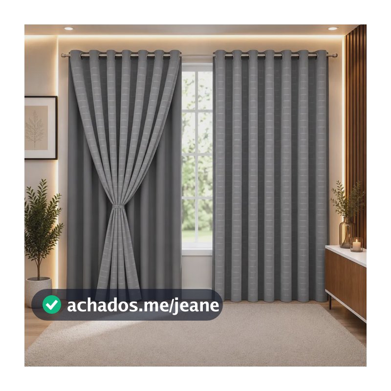 Cortina Blackout Pvc Voil 2,80x2,30 Cinza Sala E Quarto Jvm Home & Decor