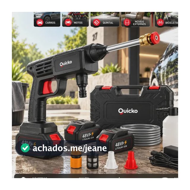 Lavadora De Alta Pressão Vap Portátil Sem Fio Bateria Lava Jato Elétrica Recarregável P/ Lavar Carro Moto Quintal C/ 2 Baterias Quicko Bico Mangueira Dispenser De Sabão Lavadora Alta Pressao Portátil