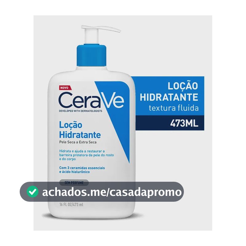 Loção Hidratante Corporal Sem Perfume, com Ceramidas Essenciais e Ácido Hialurônico, Textura Fluida CeraVe 473ml
