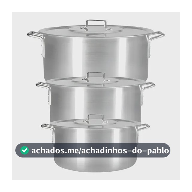 Kit 3 Panelas Feijoada Caldo Alumínio 23 cm 25 cm 27 cm