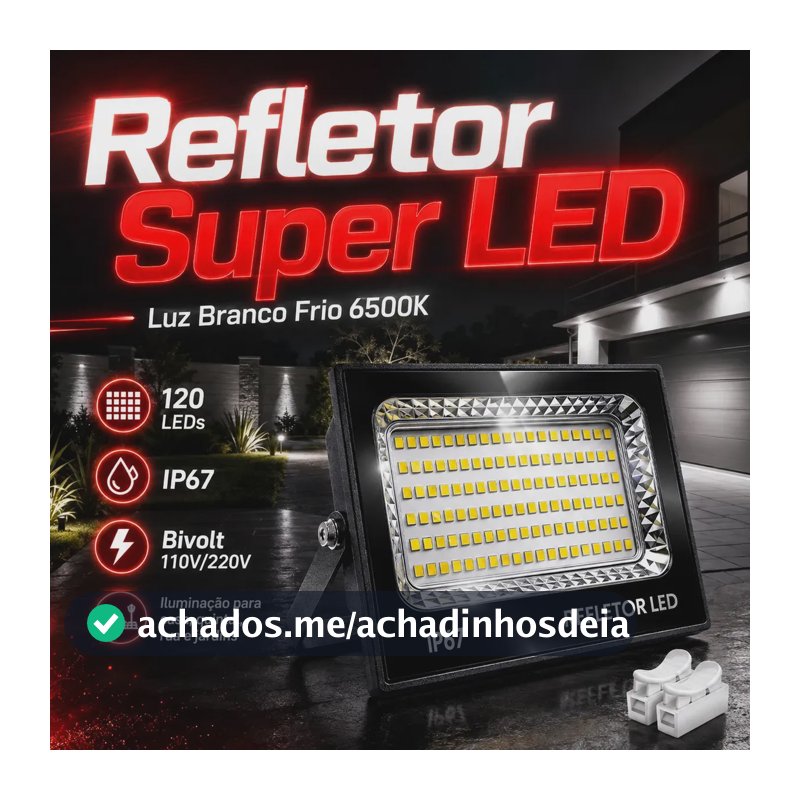 Kit 2 Refletores LED 400W UC68 Branco Frio 6500K Externa IP67