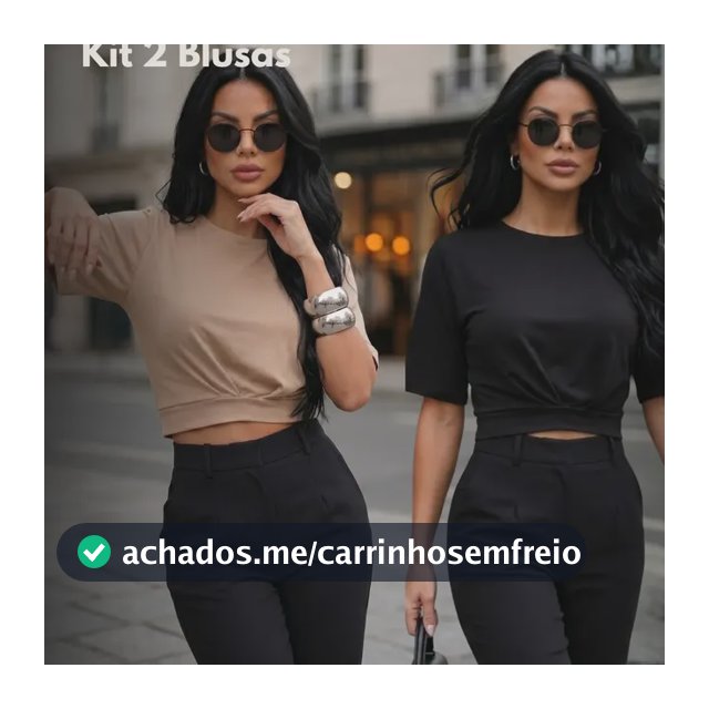 Kit 2 Blusas Cropped Feminina Manga Curta Stillger Atemporal Preto/nude Lisa G(40/42)