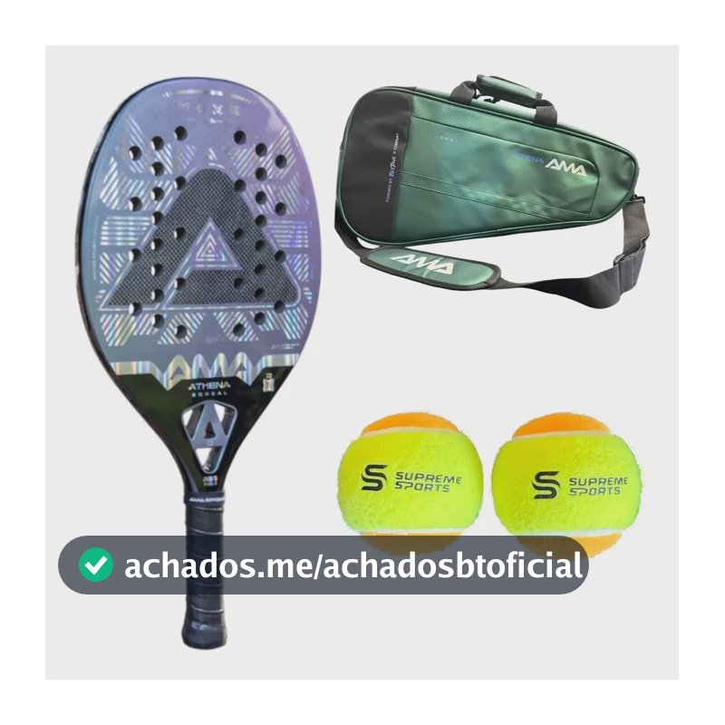Raquete Athena Boreal 2026 Beach Tennis Ama Sport + Brinde Roxo Verde