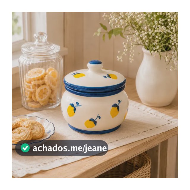 Pote Biscoito Em Cerâmica Artesanal Cozinha Bolachas Cookies Limão