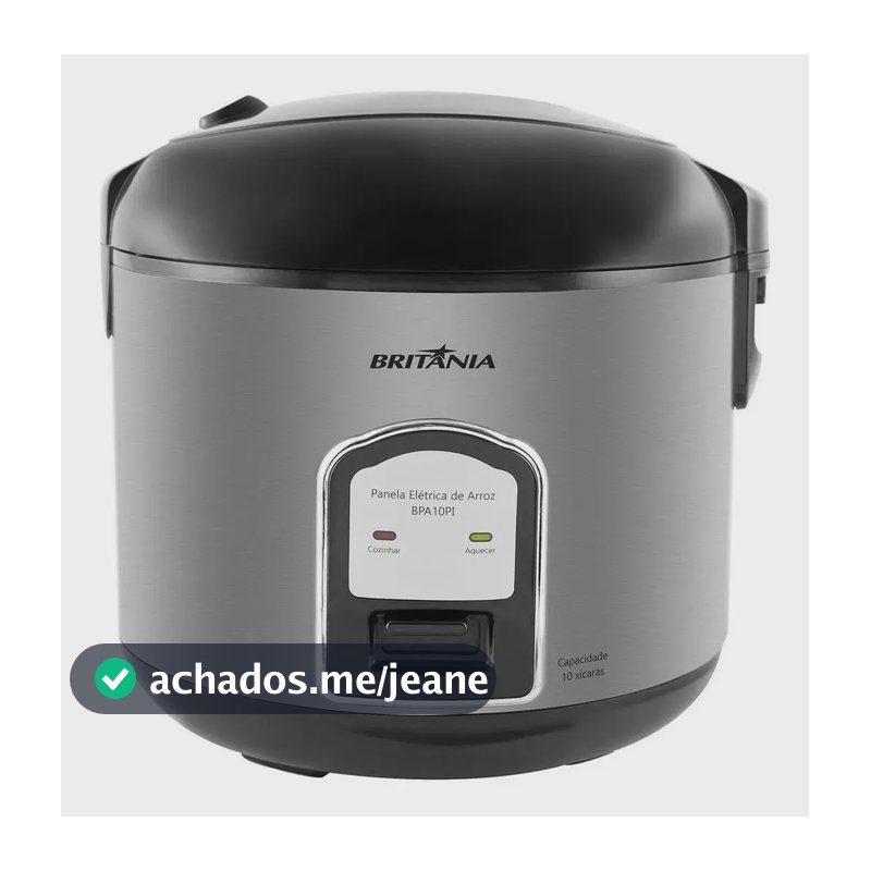 Panela De Arroz Bpa10pi Xi75 10 Xícaras Britânia 110v Preto Com Prata