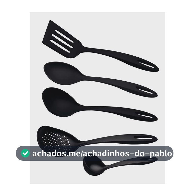 Jogo De Utensílios Tramontina Cozinha Nylon Preto 05 Peças