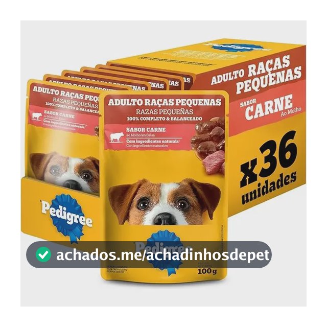 Pack Ração Úmida Pedigree Sachê Carne Pequenos - 36 und