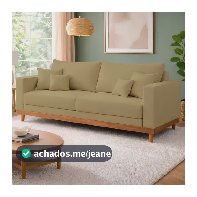 Sofá Living 2 Lugares Suede Resistente Madeira + Almofadas