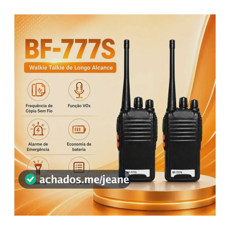 Kit 2 Rádios Comunicadores Bf-777s Alta Performance Walk Taie Profissional Esportivo Sem Fio Alta Segurança Comunicação 400  470mhz 16ch Ht Wlk Tak