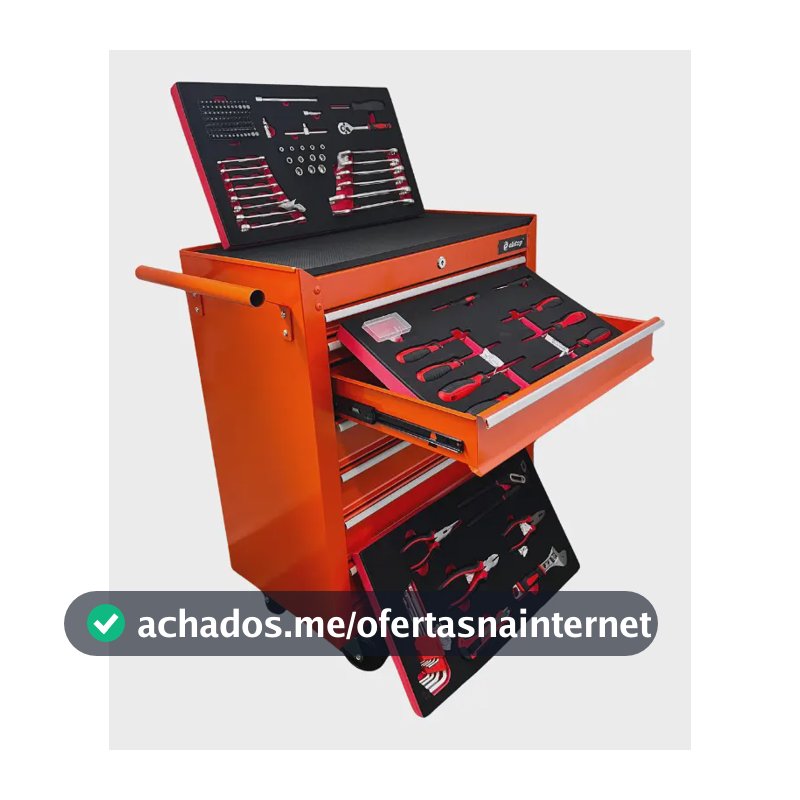 Carrinho Para Ferramentas Com 188 Peças E 7 Gavetas Elitop Laranja