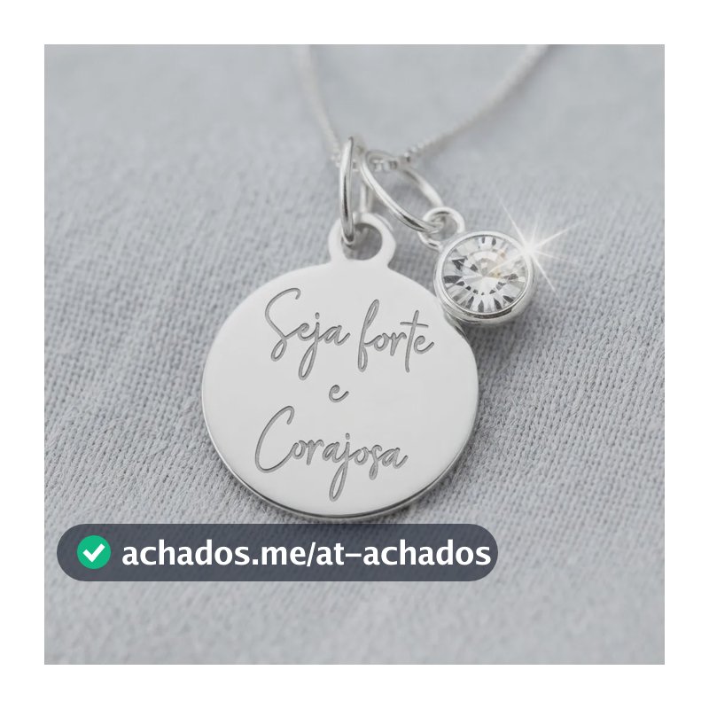 Colar Prata Seja Forte E Corajosa Com Ponto De Luz Prateado