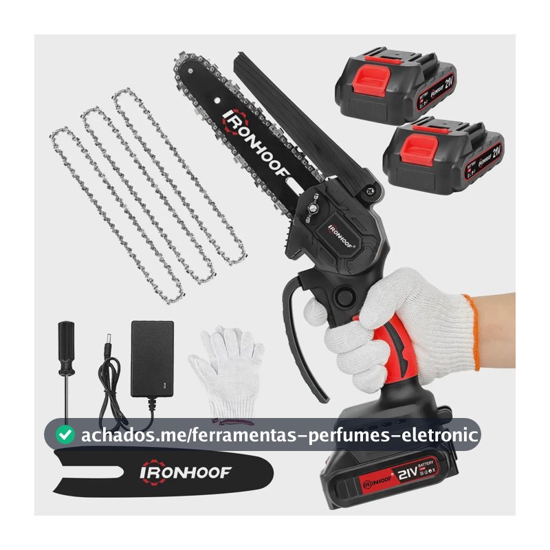 Mini Motosserra Elétrica 6 Polegadas Sem Fio 2 Bateria
