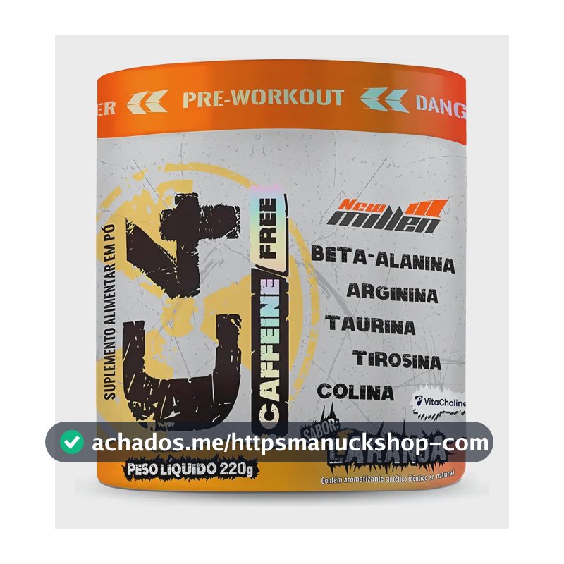 Pré treino New Millen Sem Cafeína C4 Caffeine Free com colina em pó sabor Laranja x 220g