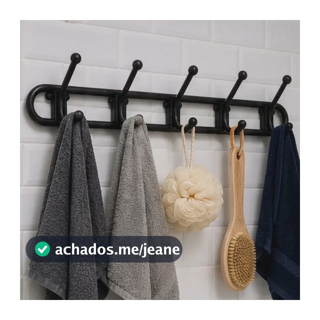 Cabideiro Toalheiro Suporte De Parede Porta P/ Roupas Toalha Preto