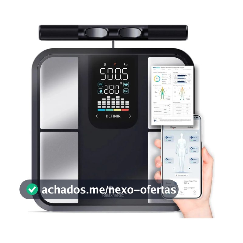 Balança De Bioimpedância 8 Sensores Relaxmedic Digital Preto