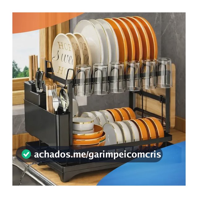 Escorredor De Louça Inox Porta Pratos Talheres Copos Preto Preto
