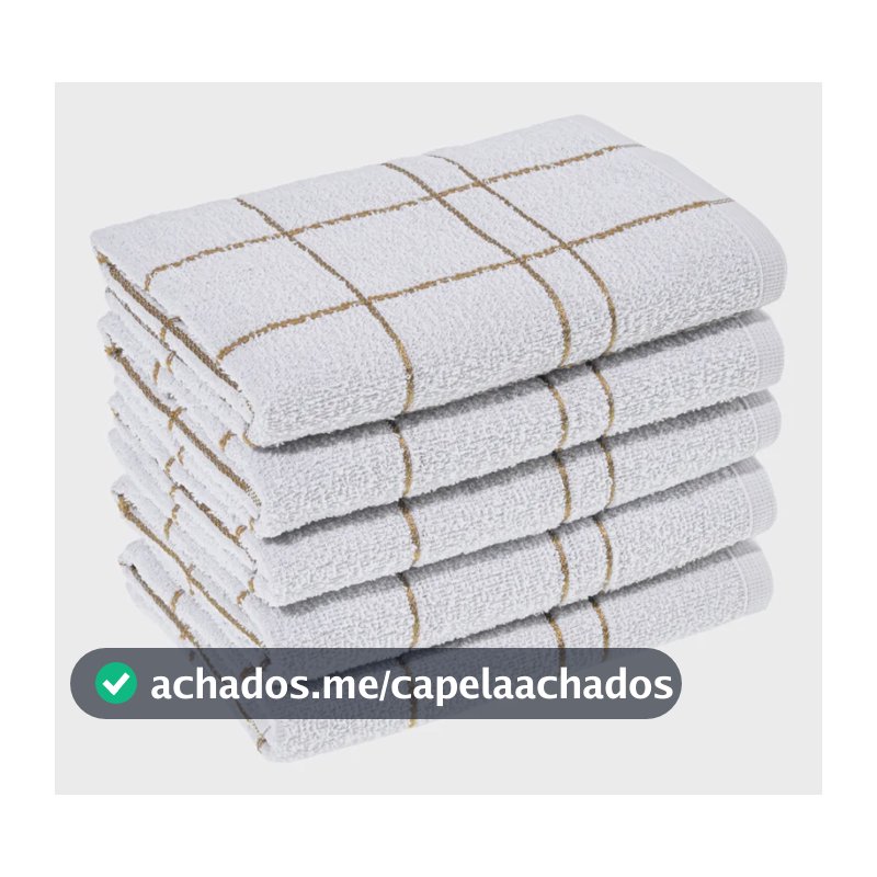 Kit 5 Pano Cozinha Louça Algodão Xadrez Branca Alta Absorção Branco Xadrez