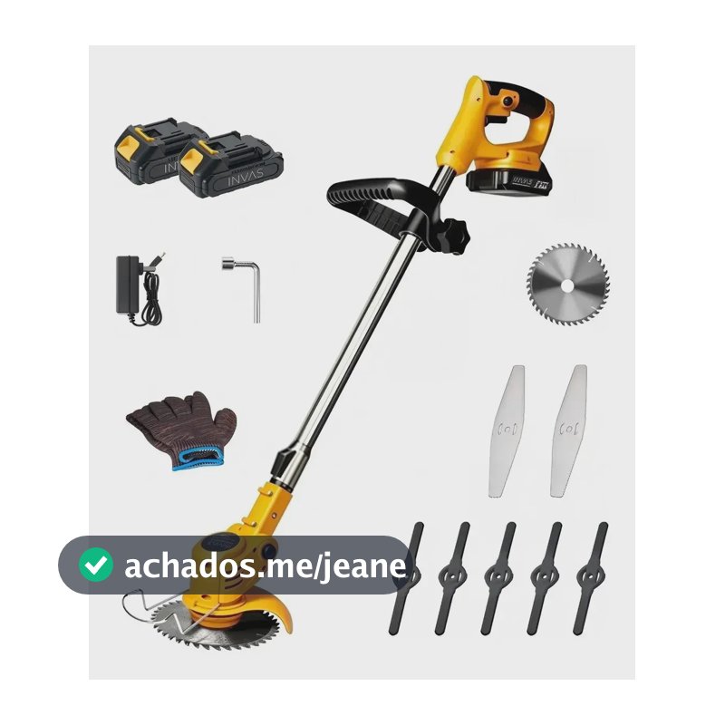 Roçadeira Aparador Grama 2 Bateria 18v Recarregável Profissional Portáti 11500rpm, Lâmina De 150mm Com Acessórios