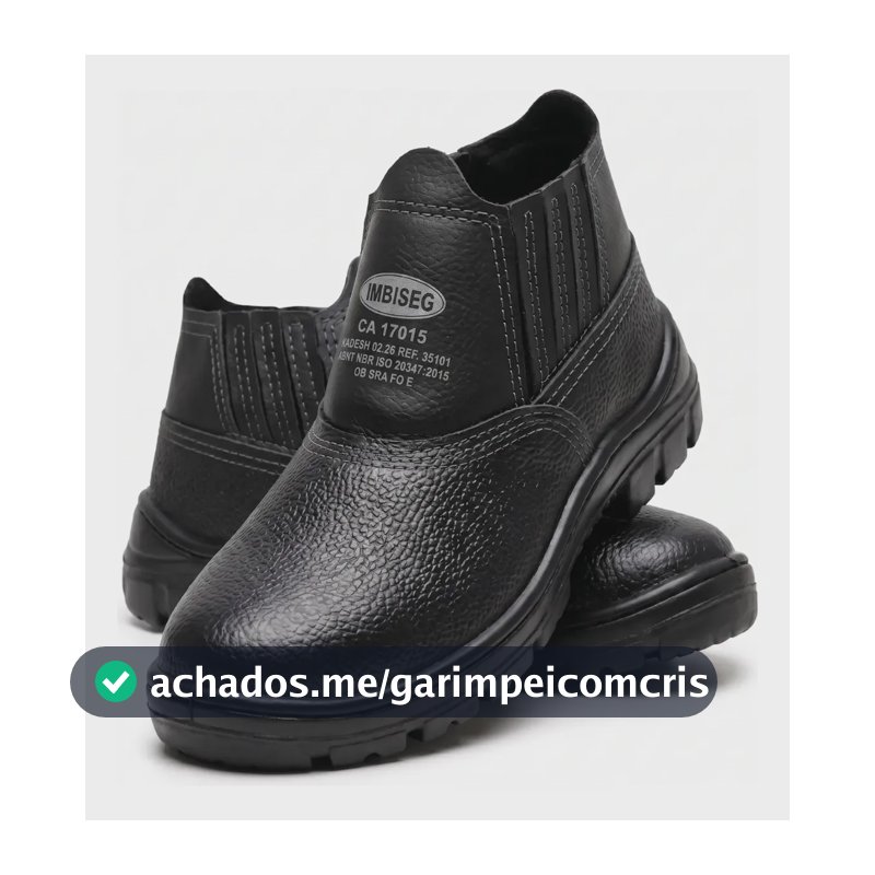 Bota Botina Segurança Trabalho Couro Resistente Epi Bico Pvc Preto 42 Br