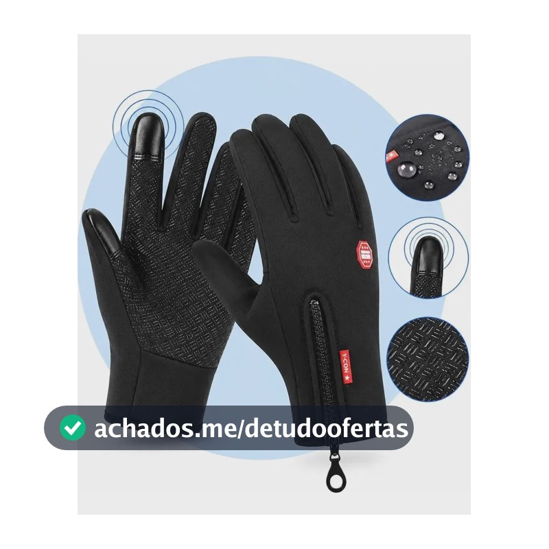 Luva Térmica Moto Touch Screen Frio Chuva Antiderrapante Preto Unico