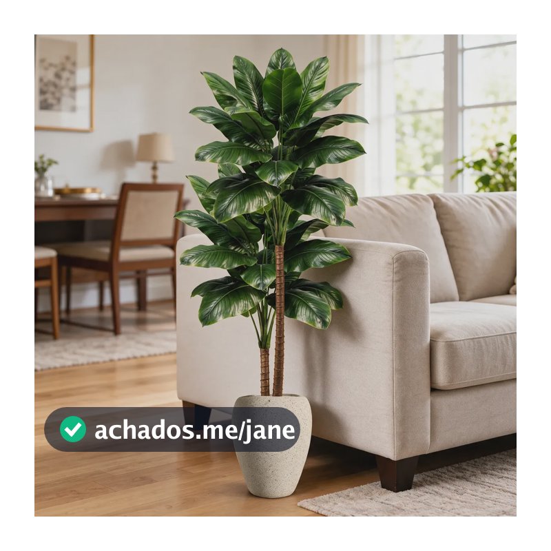 2 Planta Grande Bananeira Artificial 36 Folhagens Decoração Verde-escuro