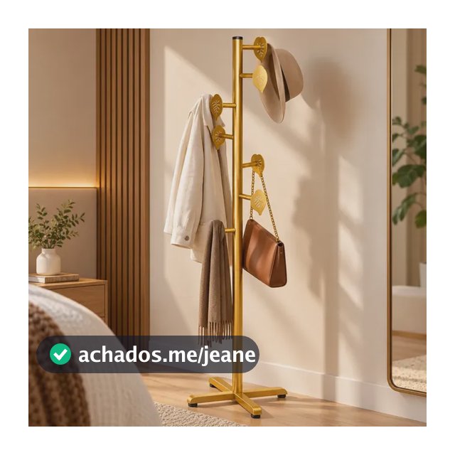Cabideiros De Chão Leaf Dourado Em Aço Carbono Com 6 Ganchos Cabideiro De Roupa Dourado