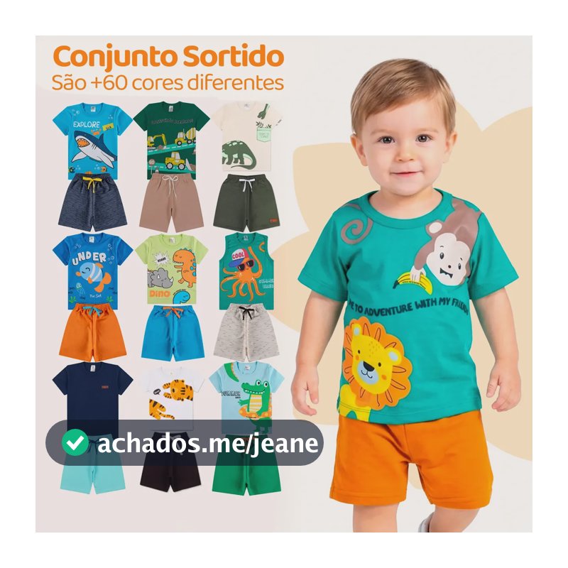 Kit 6 Peças De Roupa Menino Infantil Masculino Verão Atacado Kit 3 Conjuntos Sortidos Tamanho 3 - Veste 2 Anos