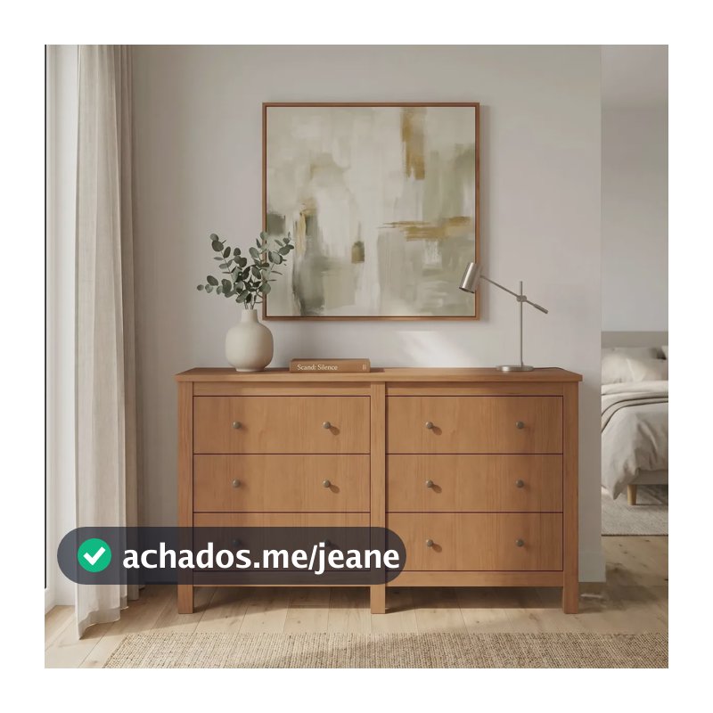 Cômoda Maggiore 6 Gavetas MDF Amêndoa Móveis Lopas 163x95x49cm