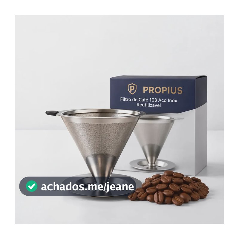 Coador De Café Inox 103 Filtro Permanente Reutilizável Sem Papel Filtro Café Peneira Café Aço Inoxidável Tradicional Sustentável Econômico Alta Durabilidade Fácil Limpeza Uso Diário Premium